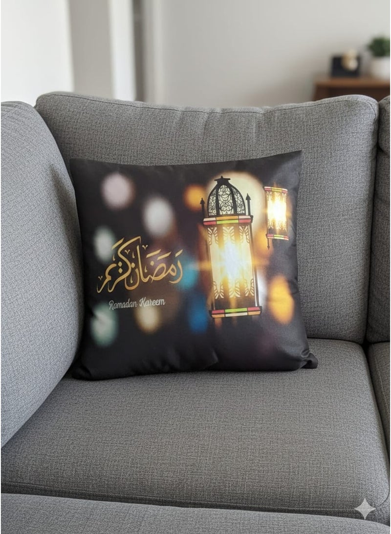 1 كوشن وسادة رمضان كفر مخدة 40x40 سم - غطاء الوسادة فقط (بدون حشوة)اشكال رمضان خامة قطيفة